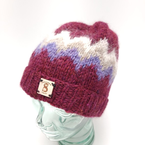 Savina's Workshop Icelandic‎ Beanie Women's Maroon Iceland Warm Cozy Winter